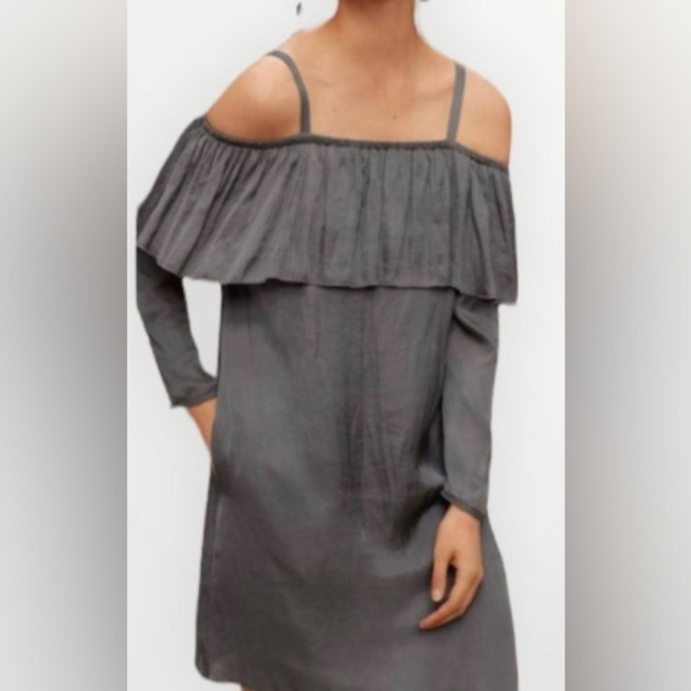 Wilfred Brosset Satin Off the Shoulder Dress